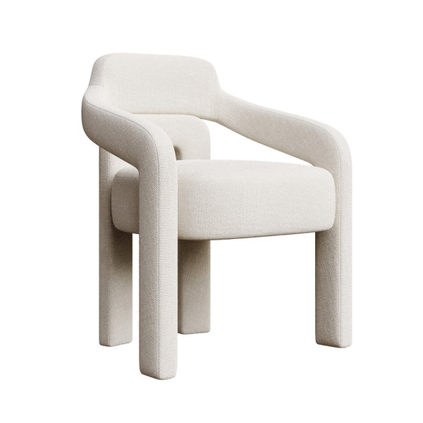 Modern dining chair with curved upholstered backrest and sleek legs – Clarté Chair.