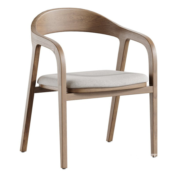 Elegant wooden dining chair with curved backrest and upholstered seat – Ligna Chair.
