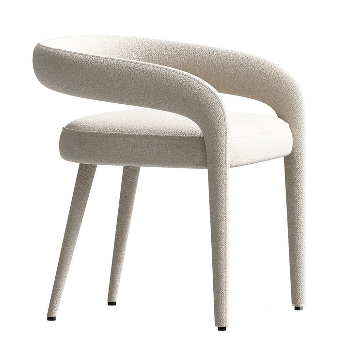 Curvia Chair – Modern upholstered dining chair with curved backrest and minimalist design.
