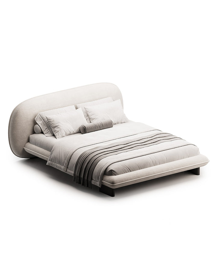 Sphera Bed – modern upholstered bed with oval headboard and smooth contemporary design by INSIDE HOME.