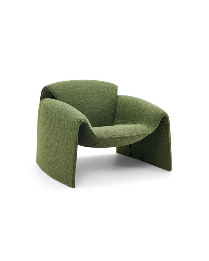 Modern designer lounge chair with fluid silhouette and contemporary style.