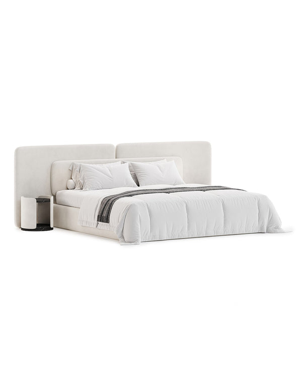 Semplice Bed in minimalist design with soft curves, upholstered in refined fabric – INSIDE HOME luxury collection.