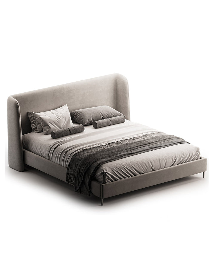 Prestigia Bed – modern luxury upholstered bed with tall elegant headboard by INSIDE HOME.