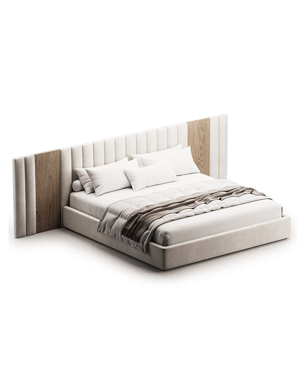 Modern upholstered bed with wooden accents and elegant minimalist design – Vero Bed by INSIDE HOME.