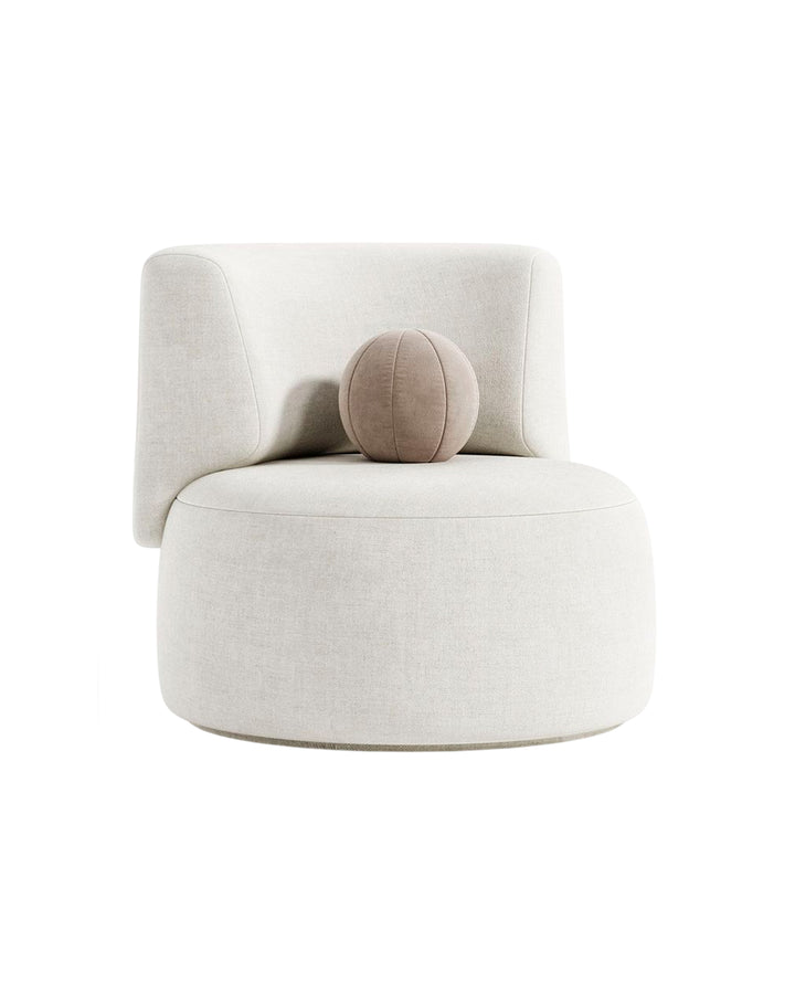 Front view of Circolo Armchair with round cushion – INSIDE HOME