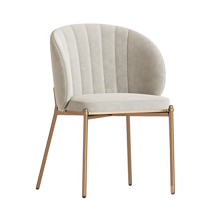 Modern Dorado dining chair with golden frame and upholstered fabric seat