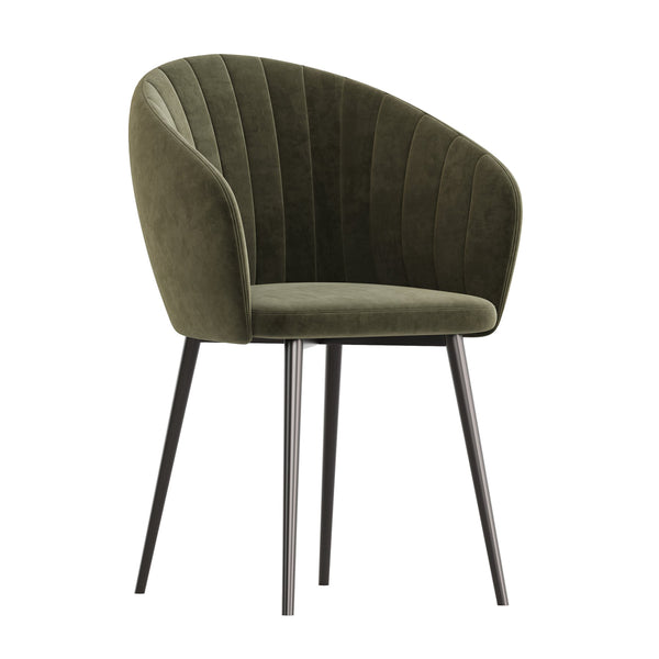 Modern upholstered dining chair with sleek legs and a refined curved backrest – Aristo Chair by INSIDE HOME.