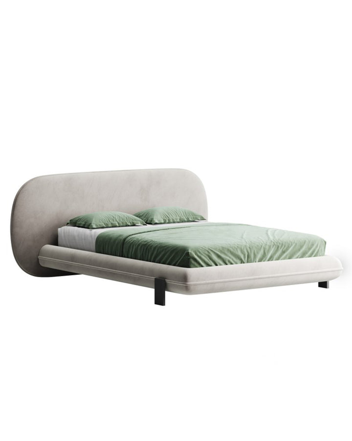 Luxury Orbita Bed with soft oval headboard and minimalist floating frame by INSIDE HOME