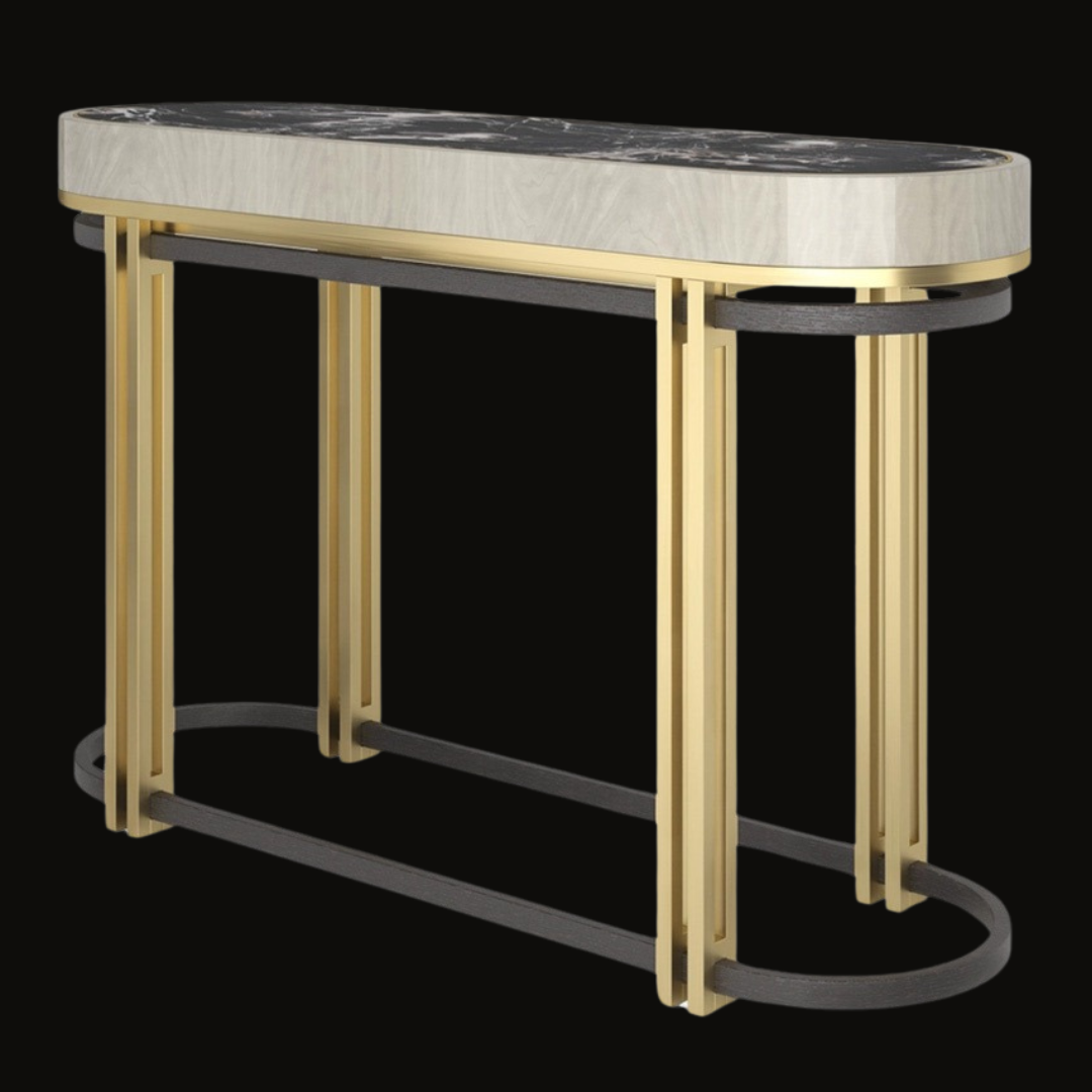 Modern Black and Gold Marble Console Table