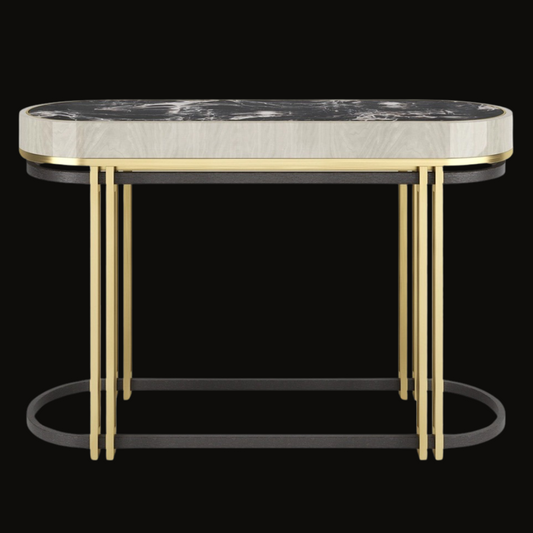 Modern Black and Gold Marble Console Table