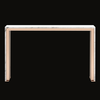 Minimalist Marble Console Table with Rose Gold Accents