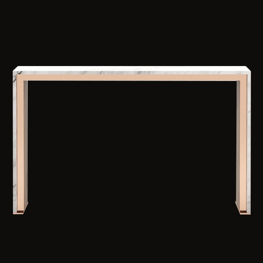 Minimalist Marble Console Table with Rose Gold Accents