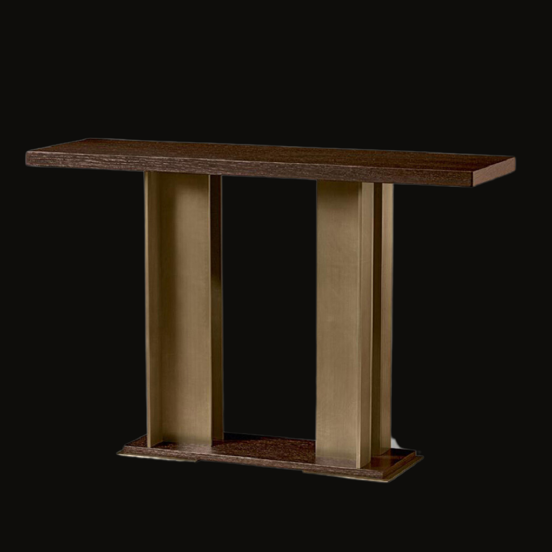 Classic Wood and Brass Console Table