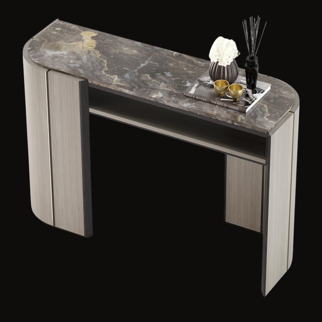 Modern Marble-Top Console Table with Minimalist Design