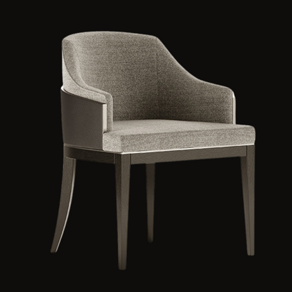 Modern Grey Textured Upholstered Dining Chair with Wooden Frame