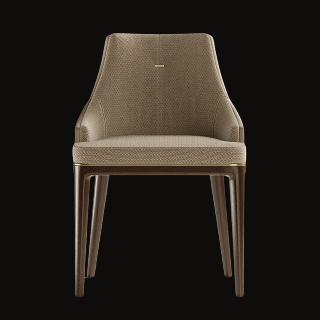 Elegant Taupe Upholstered Dining Chair with Wooden Frame