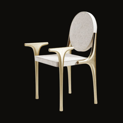 Modern Gold Frame Dining Chair with Oval Backrest and Armrests