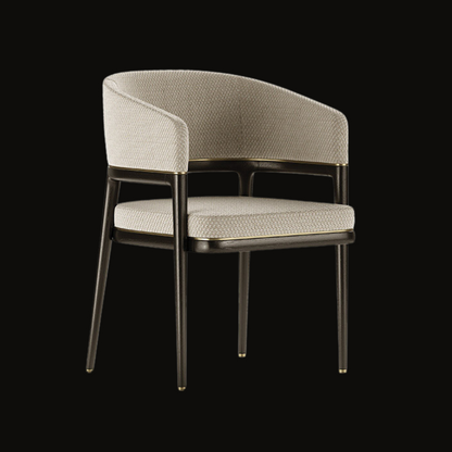 Contemporary Beige Upholstered Dining Chair with Open-Frame Design