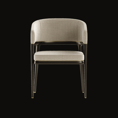 Contemporary Beige Upholstered Dining Chair with Open-Frame Design