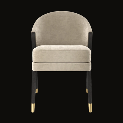 Modern Beige Velvet Upholstered Dining Chair with Gold-Tipped Legs