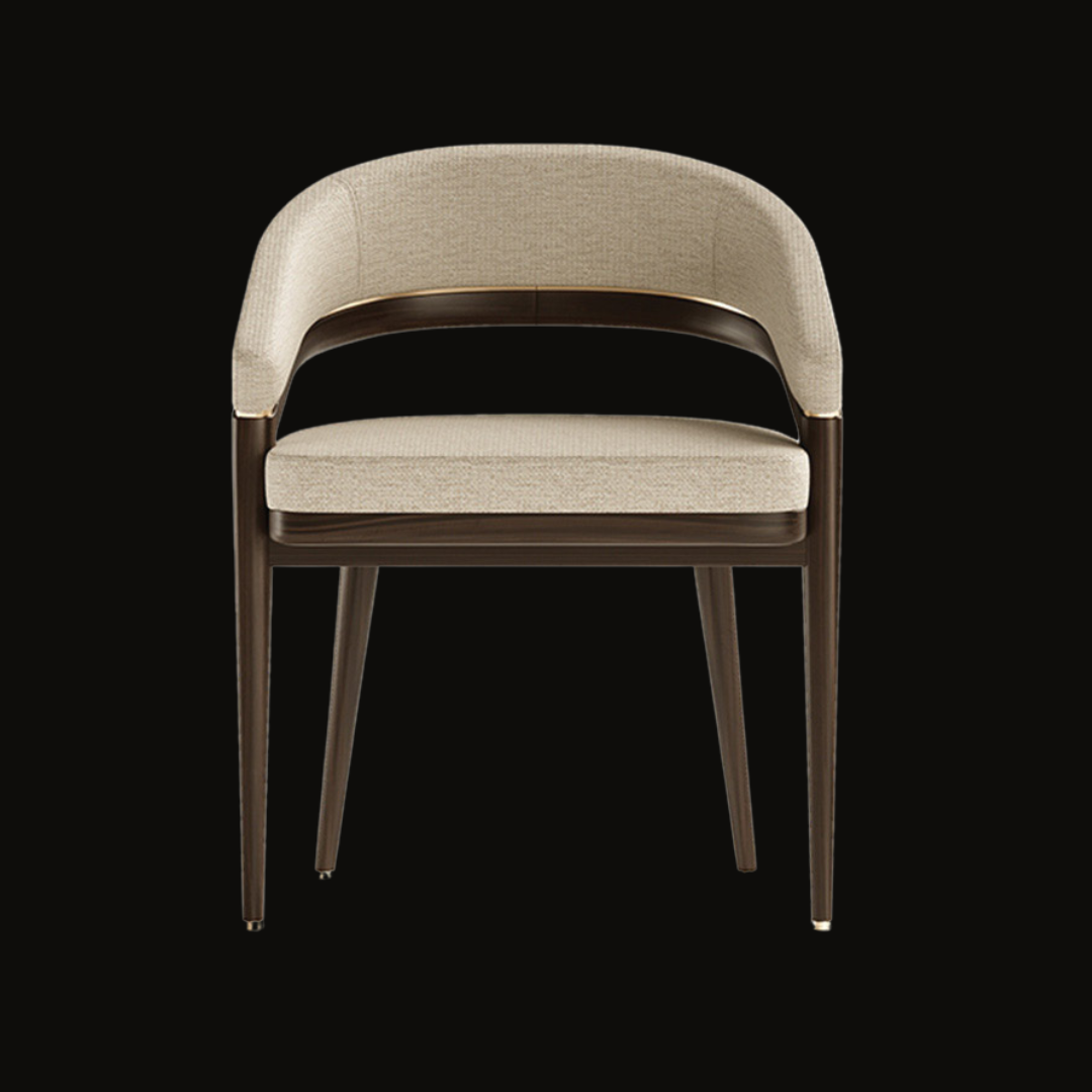 Contemporary Beige Upholstered Dining Chair with Open-Back Design