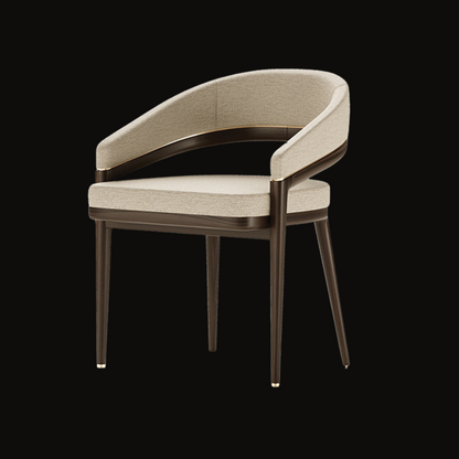 Contemporary Beige Upholstered Dining Chair with Open-Back Design