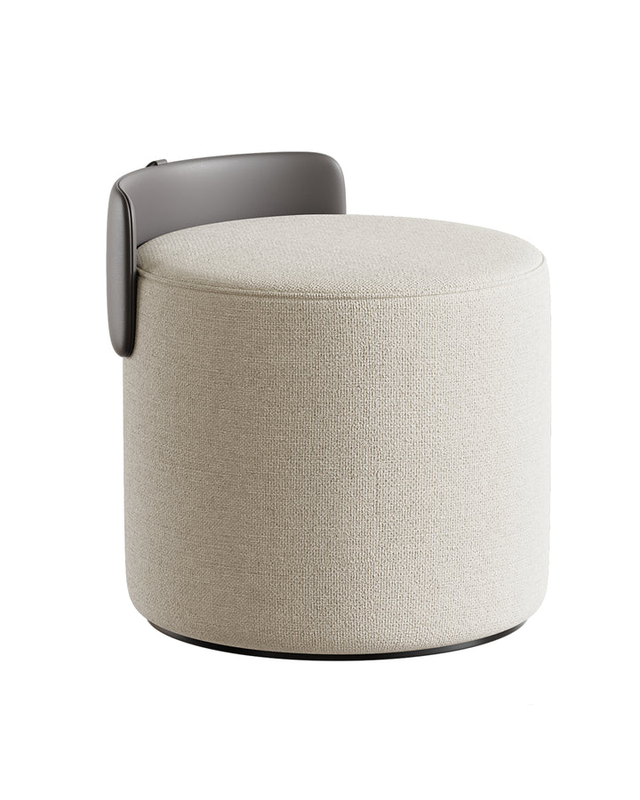 Round buff with curved backrest and smooth seamless design.