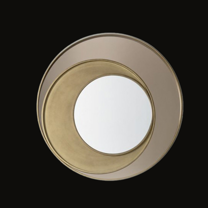 Sophisticated Circular Mirror with Layered Gold Accents by InsideHome Studio