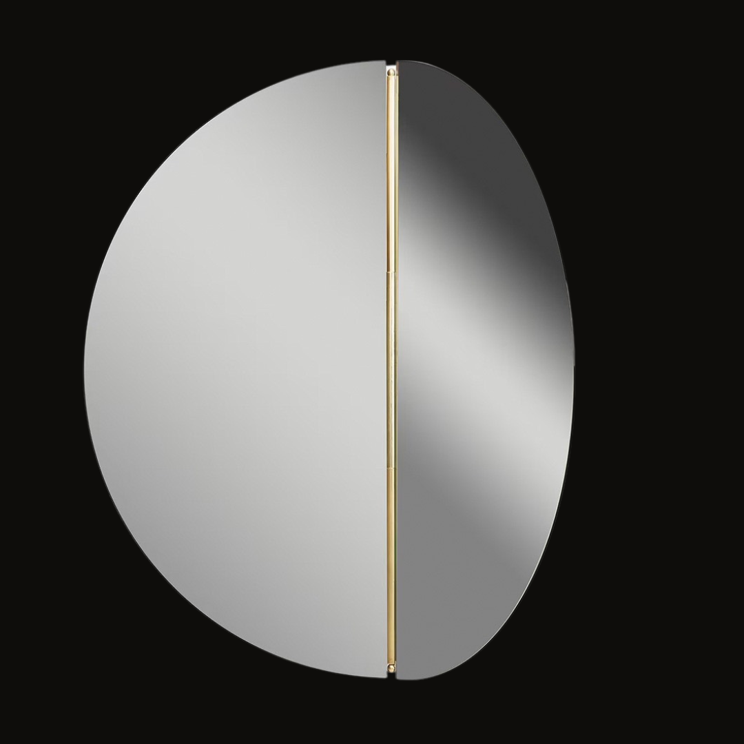 Elegant Split Round Wall Mirror with Gold Accents