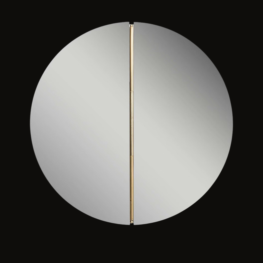 Elegant Split Round Wall Mirror with Gold Accents