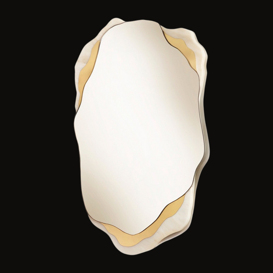 Abstract Luxury: Sculptural Mirror with Gold Accents by InsideHome Studio