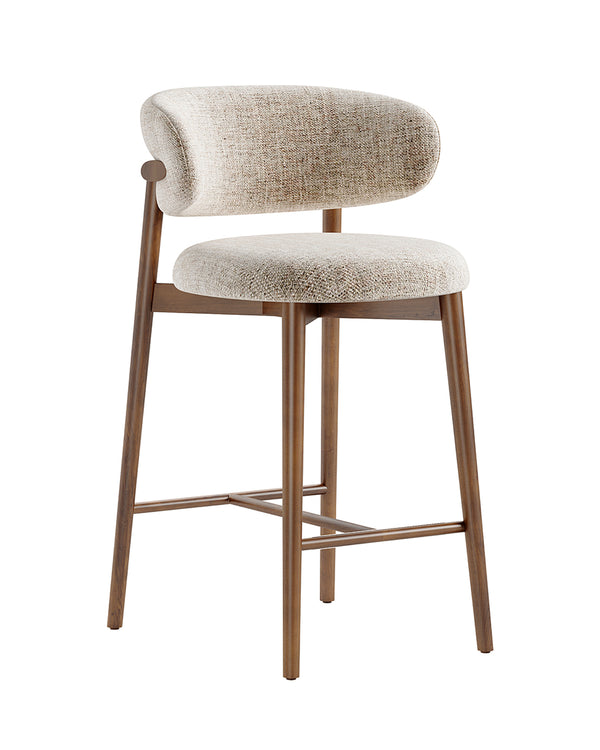 Elegant bar chair with curved backrest and wooden legs, designed by INSIDE HOME.