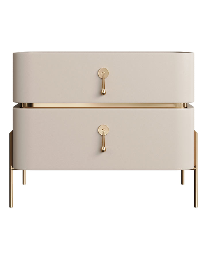 Beige nightstand with marble top and golden accents – MIREONA by INSIDE HOME