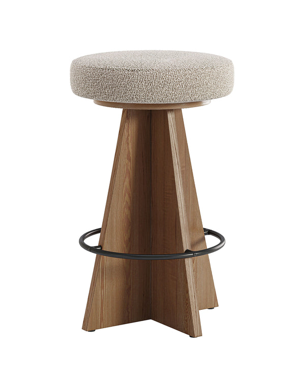 Luxury wooden barstool with soft upholstered round seat – MELVIA by INSIDE HOME