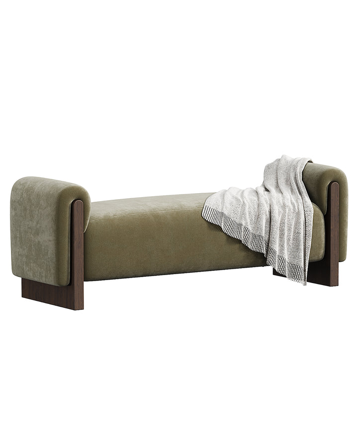 CARMINA Banquette with soft premium upholstery and elegant wooden base – INSIDE HOME