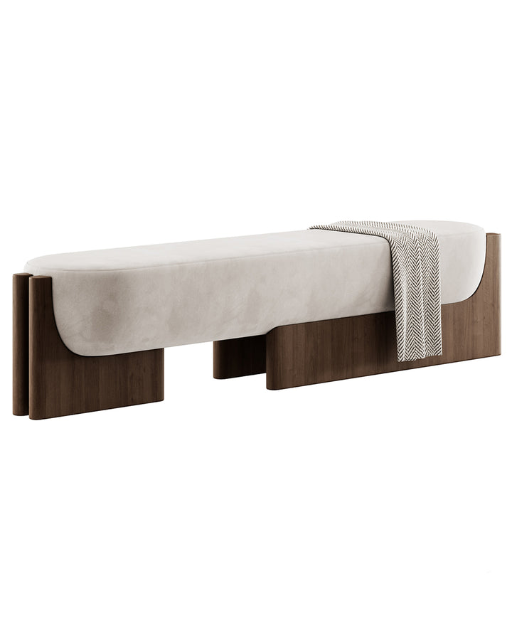 Luxury upholstered banquette with wooden base – VALENTE model from INSIDE HOME.