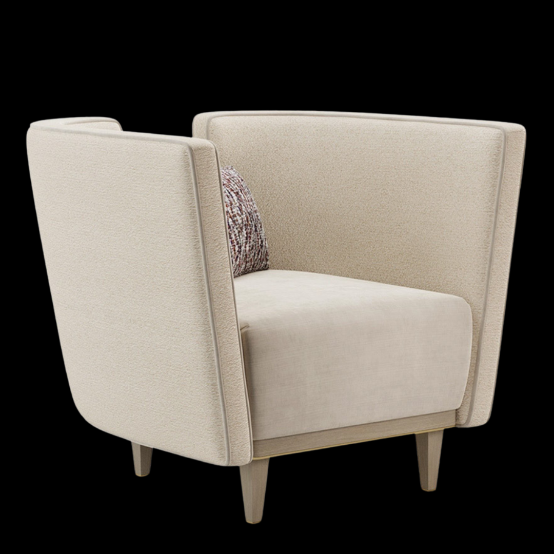 Contemporary Beige Accent Chair with Unique Winged Back | Inside Home Studio