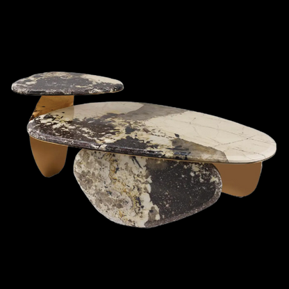 Abstract Marble Coffee Table with Gold Base | Inside Home Studio