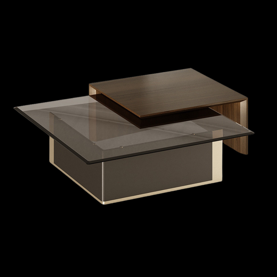 Modern Geometric Glass and Wood Coffee Table | Inside Home Studio