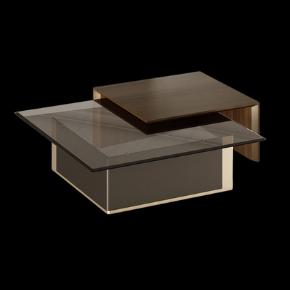 Modern Geometric Glass and Wood Coffee Table | Inside Home Studio