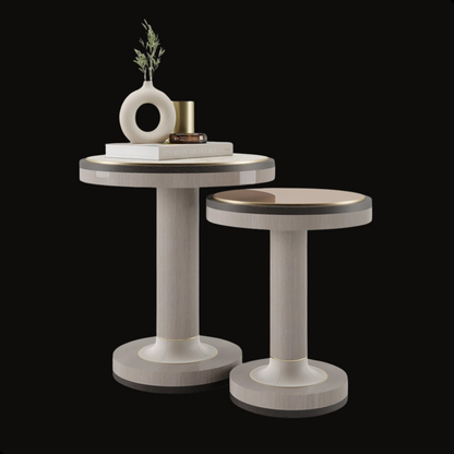 Elegant Nesting Tables with Marble & Hazelnut Mirror Tops – Inside Home Studio