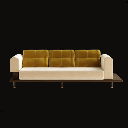 Modern Tufted Velvet Sofa with Wooden Base | Inside Home Studio