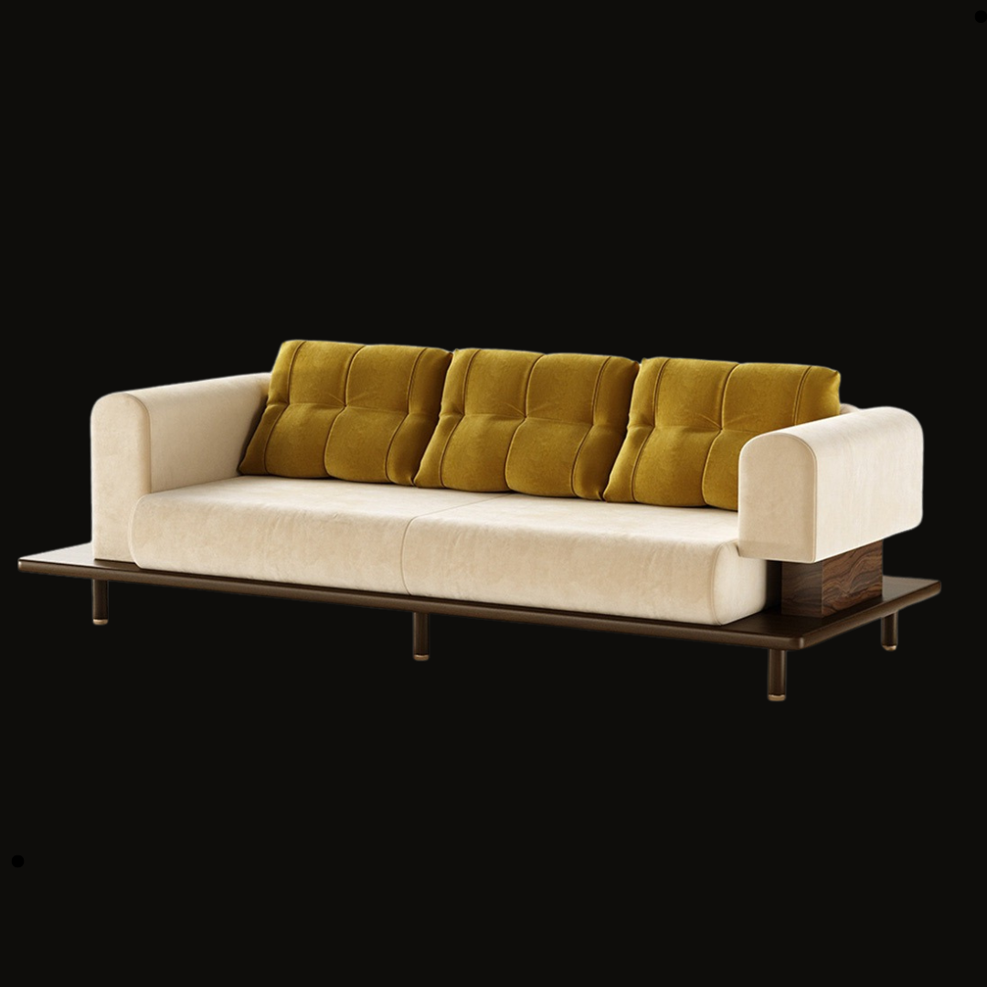 Modern Tufted Velvet Sofa with Wooden Base | Inside Home Studio