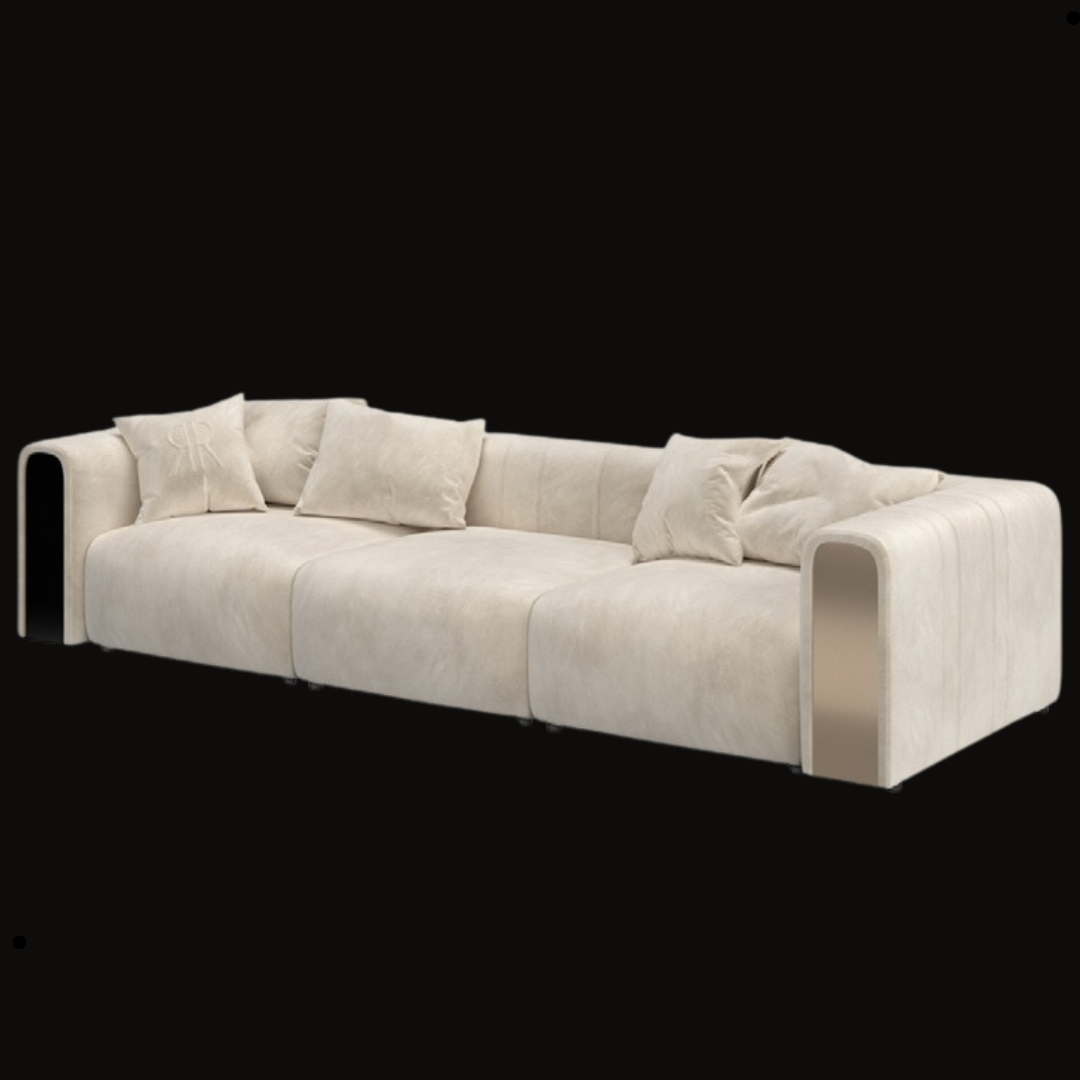 Modern Beige Sofa with Metal Accents | Inside Home Studio