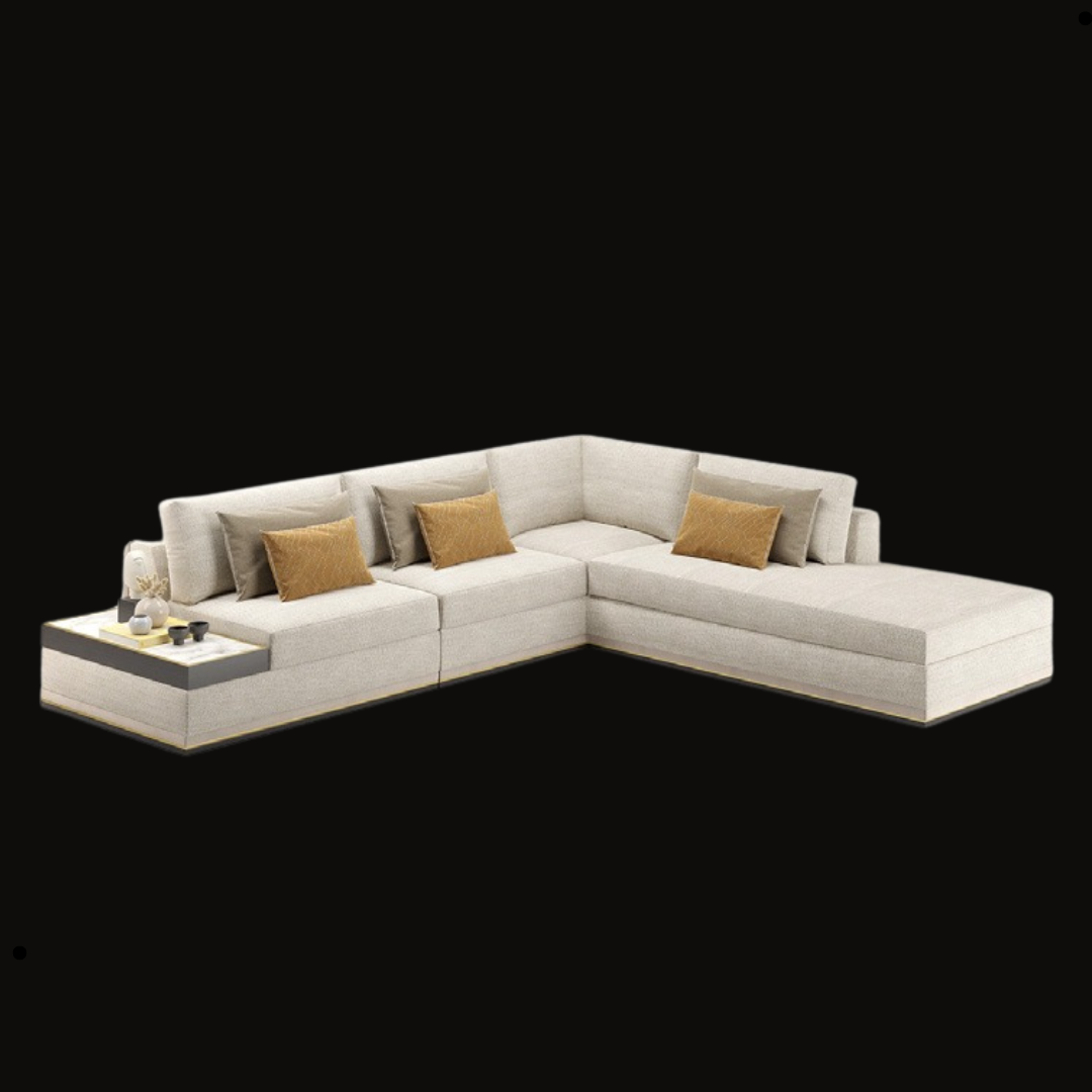 Modern Beige Sectional Sofa with Side Table | Inside Home Studio