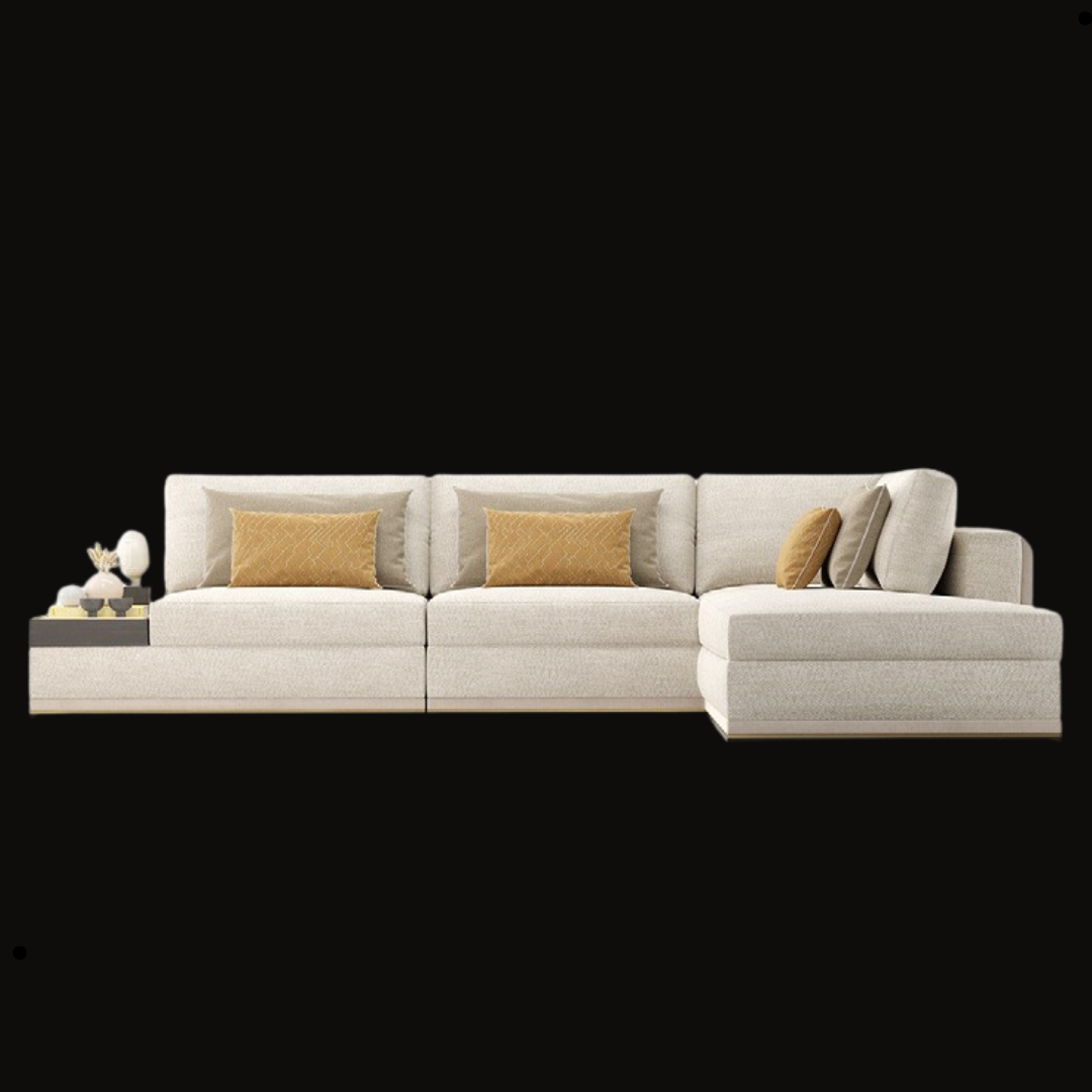 Modern Beige Sectional Sofa with Side Table | Inside Home Studio