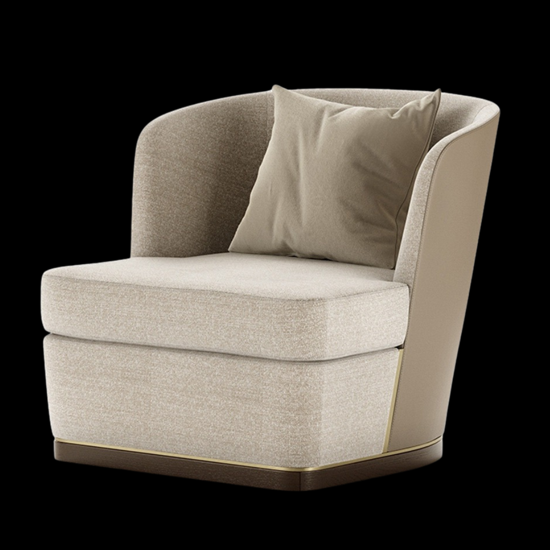 Modern Beige Upholstered Accent Chair | Luxury Living Room Furniture