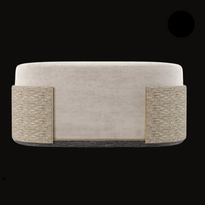 Round Upholstered Bench with Textured Accents - Luxury Seating for Contemporary Spaces