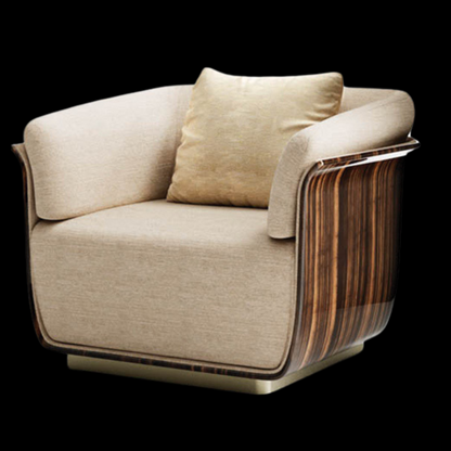 "Luxurious Beige Fabric Armchair with Curved Arms | Inside Home Studio"