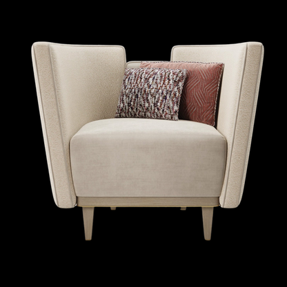 Contemporary Beige Accent Chair with Unique Winged Back | Inside Home Studio